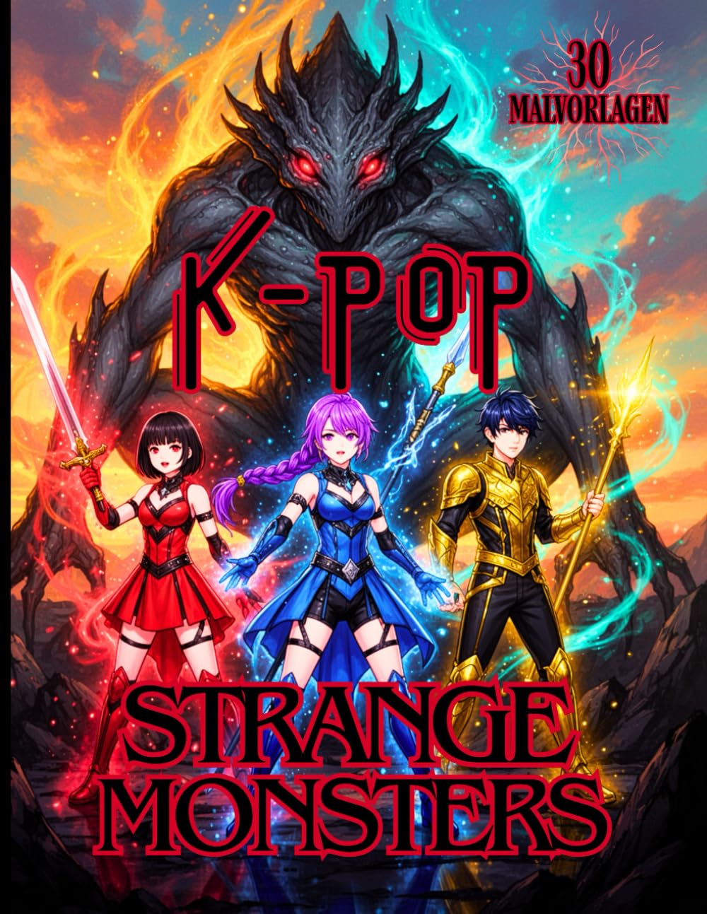 K-POP STRANGE MONSTERS – 30 Malvorlagen von Kpop-Idolen VS seltsamen Monstern: Malbuch für Fans von Kpop, Anime, Manga und Monstern – ab 7 Jahren