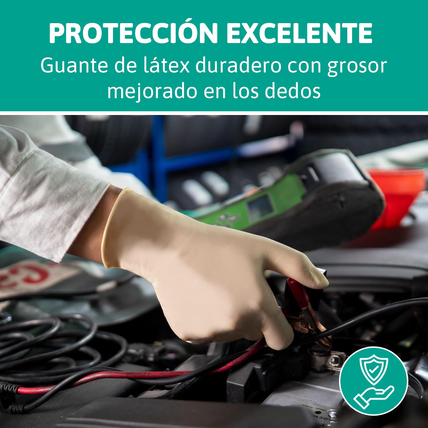 Ansell MicroFlex 63-864 Guantes Desechables Sin Polvo, Dedos Texturizados y Reforzados, Protección Mecánica, Seguridad Alimentaria, Látex de Caucho Natural, Blanco, Talla XL (100 Guantes)