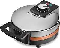 Hamilton Beach Máquina de waffle belga com placas revestidas de cerâmica antiaderentes sem PFA, controle de escurecimento, luzes indicadoras, aço inoxidável (26081)