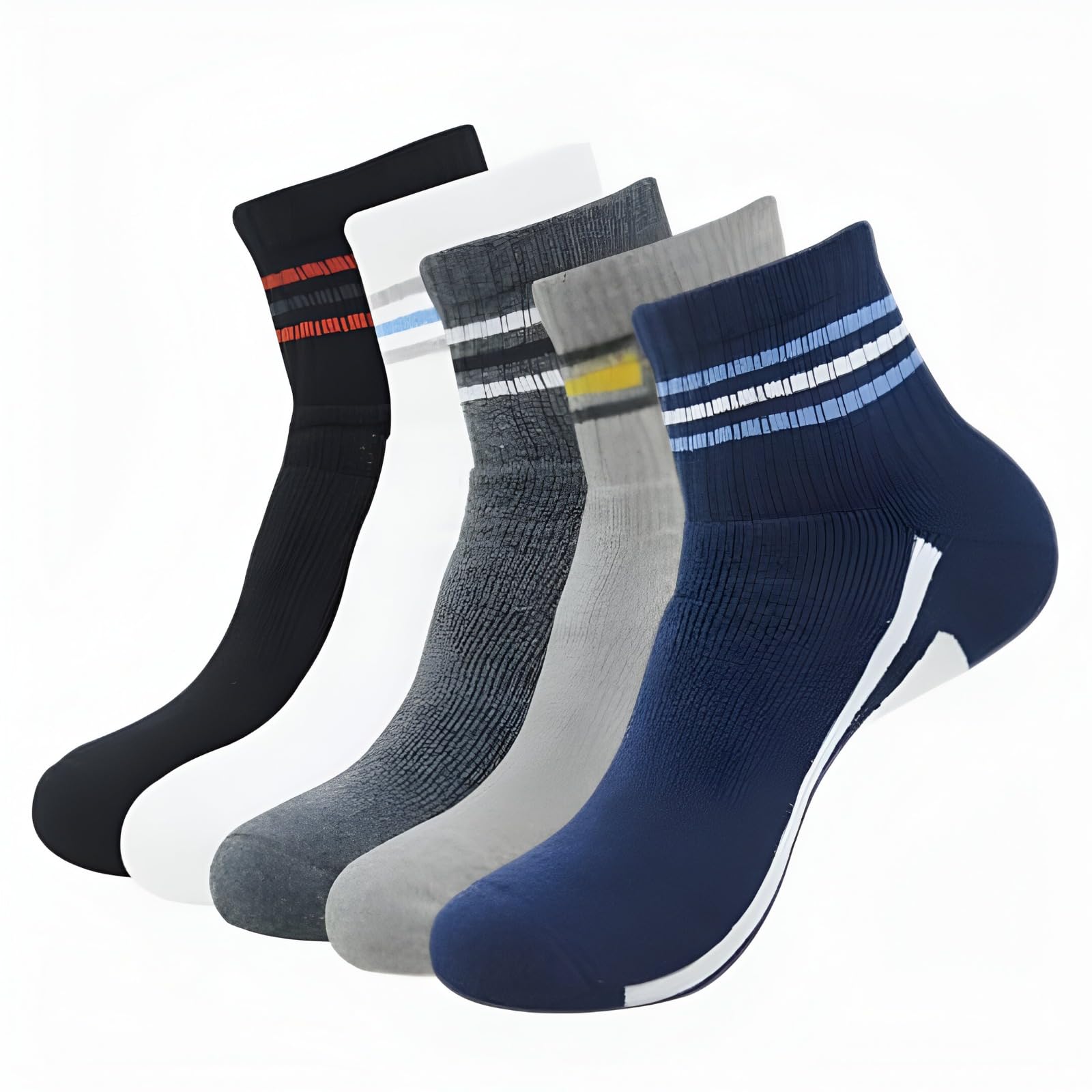 DIVAYANSHI Men's 3 Pairs Solid Cotton Ankle Length Socks for Men, Multicolor, Pack of 3, Free Size
