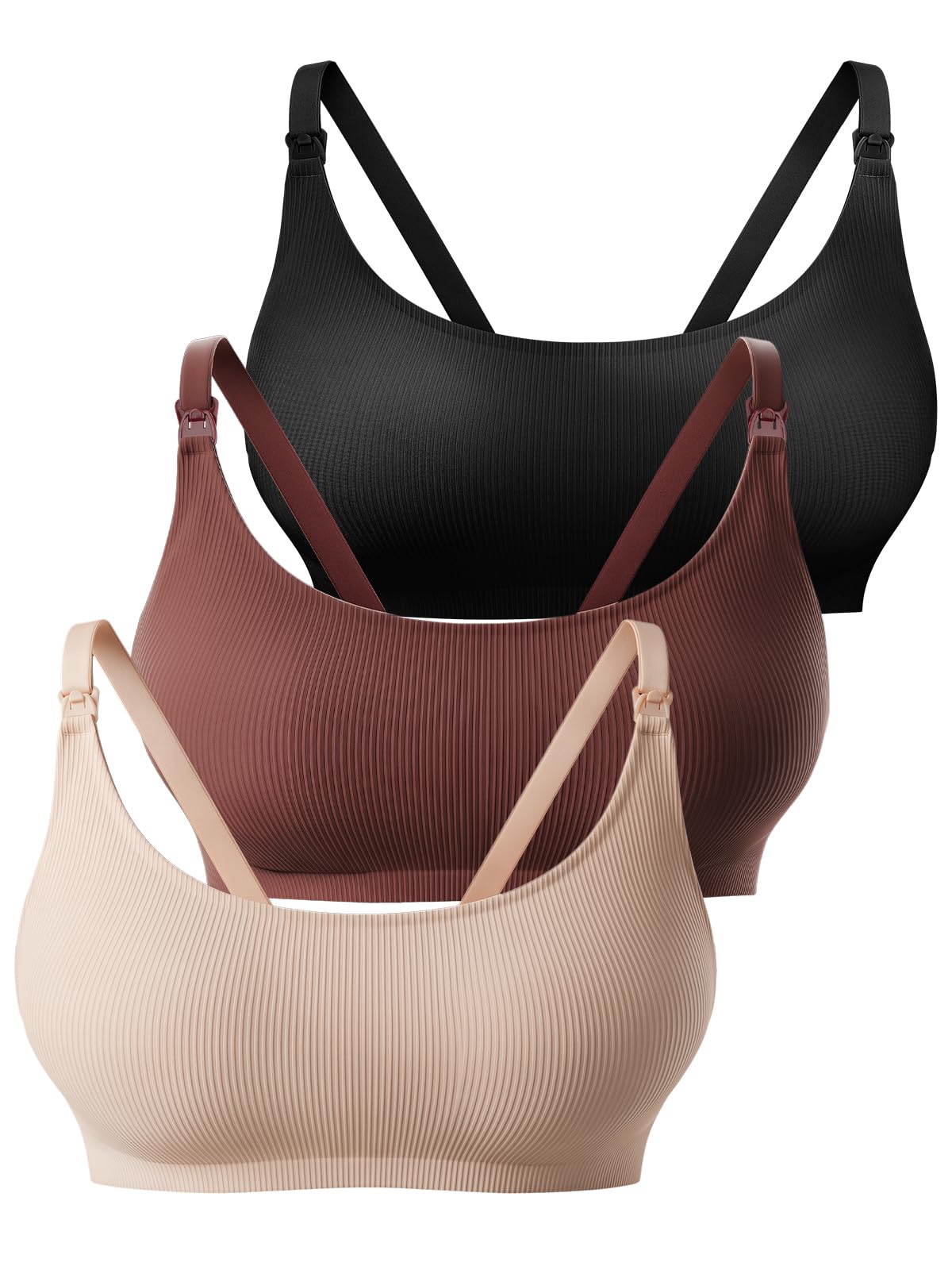 MomWills Nursing Bras for Breastfeeding Pregnancy Bras Ribbed Seamless Maternity Bralettes