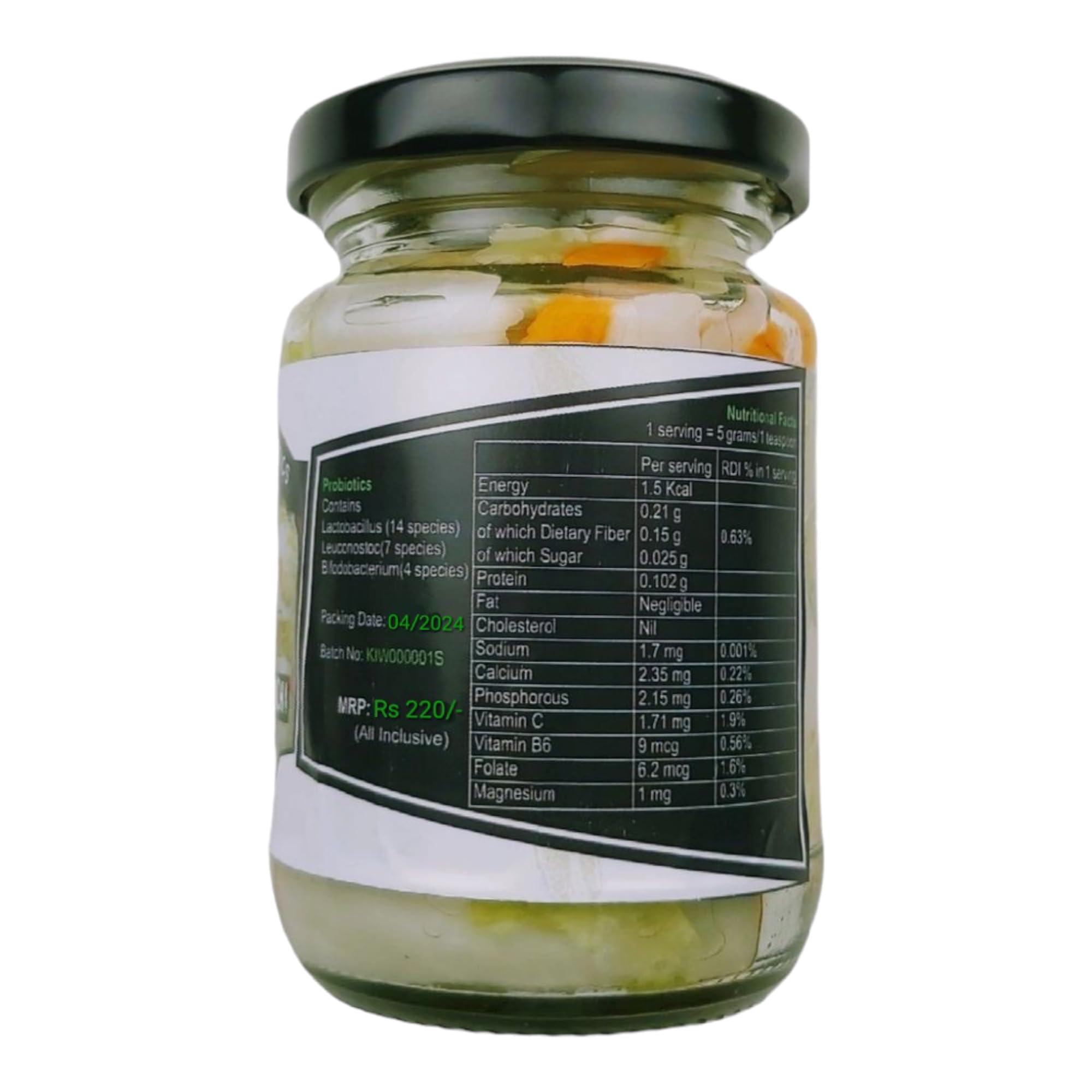 Hands On Tummy - White Kimchi - Non Spicy Korean (Probiotic + Prebiotic) Pickle For Gut Health (110 Grams) 1