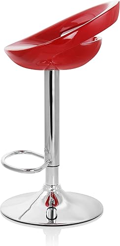 Miniatura 5 de Elama Moderno taburete de bar ajustable retro de 2 piezas con base cromada