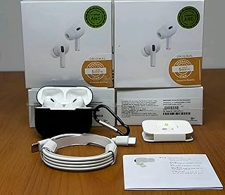 سماعات اذن برو 2 -جراب هديه اسود -A N C (مايك 4) مع علبة شحن لاسلكية بخاصية الغاء الضوضاء متوافقة جميع الموبايلات- سوكت تايب سي- لون ابيض لاسلكي اصدار ابيض