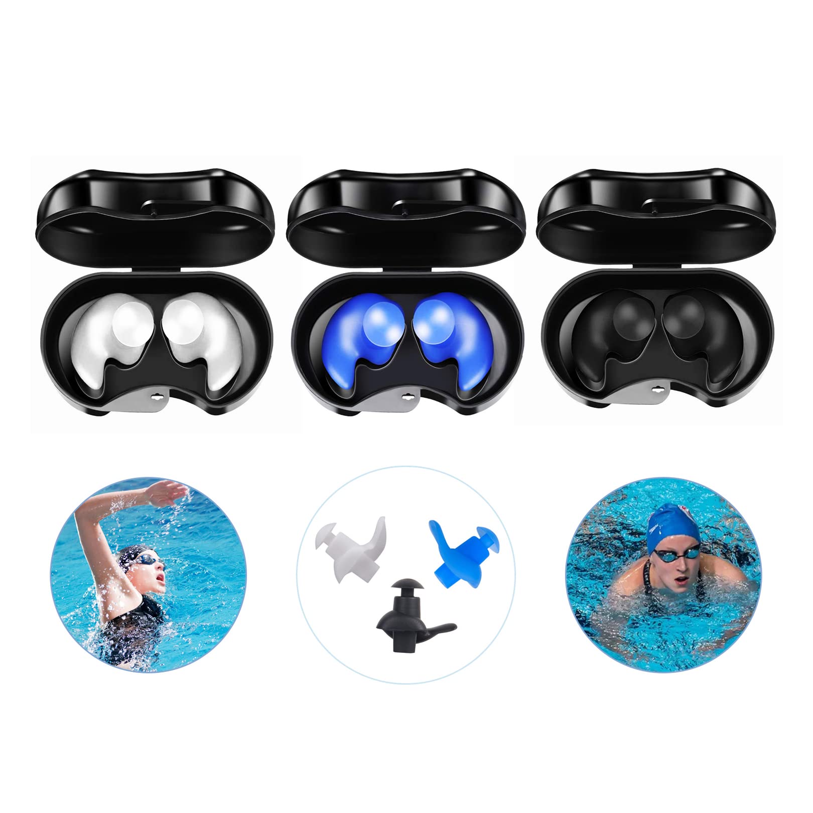 ZIBUYU® Ear Plugs, Swimming Ear plugs for Men & Women Waterproof Silicone Ear Plugs for Swimming Soft Swim Earplugs with Storage Case Reusable Ear Plugs for Swimming adult, Surfing, 3 Pair (B0BTHQSDKN) Amazon Price History, Amazon Price Tracker