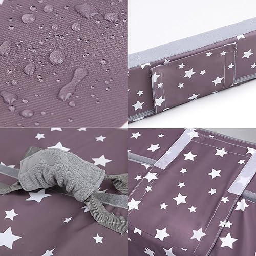 Miniatura 4 de Mooedcoe Cama plegable para niños pequeños con lados, cama plegable para niños pequeños de viaje, cuna de espuma (estrella), color gris