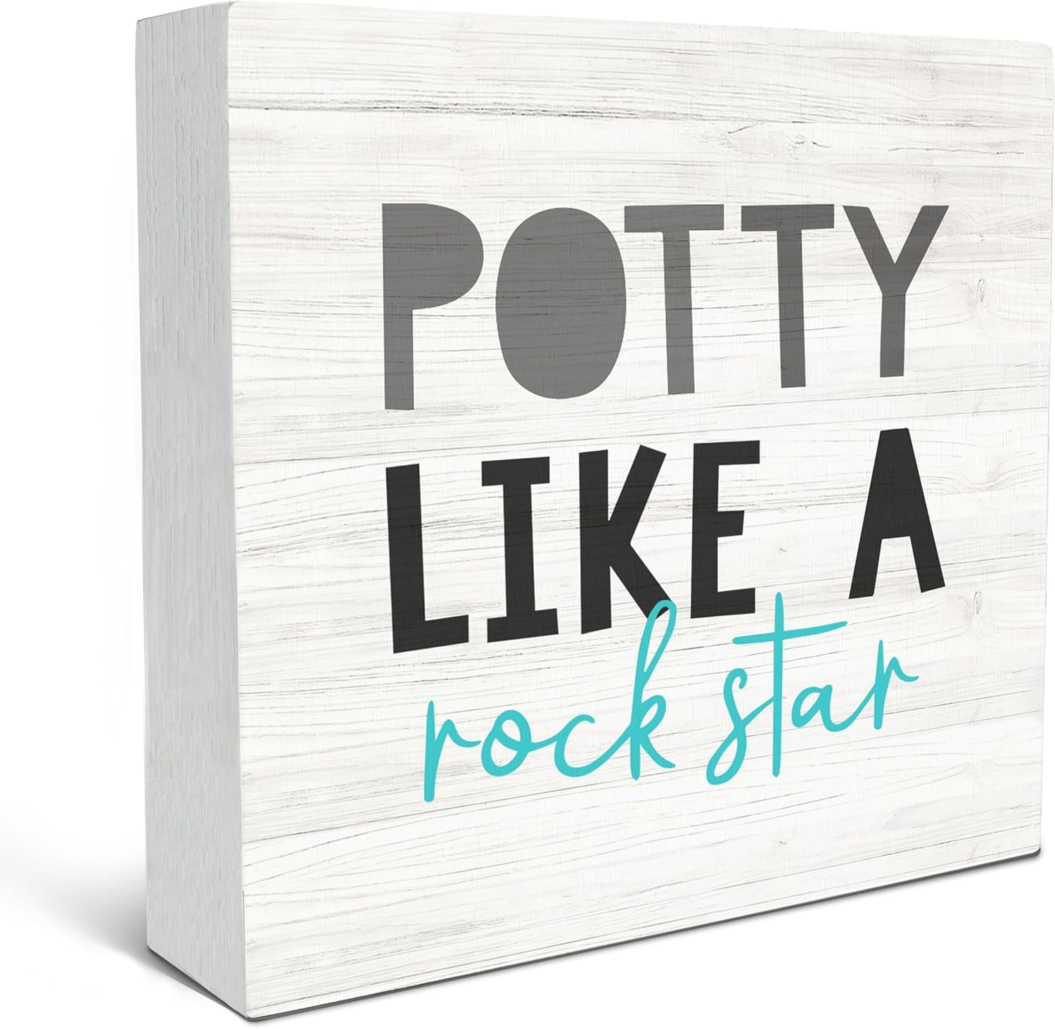 Potty Like a Rock Star Box Sign 7x7 Inch Rustic Bathroom Decor