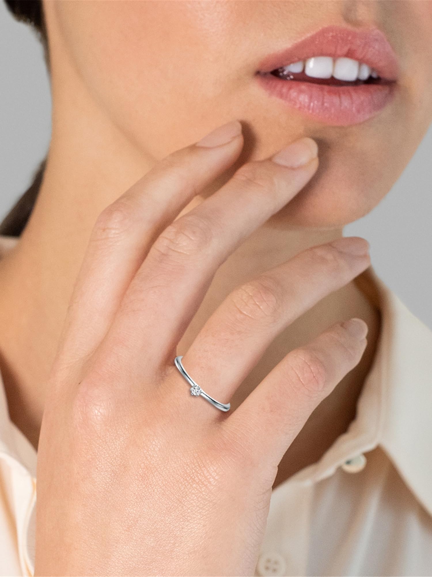 Trilani Solitario da Donna in Argento Sterling 925
