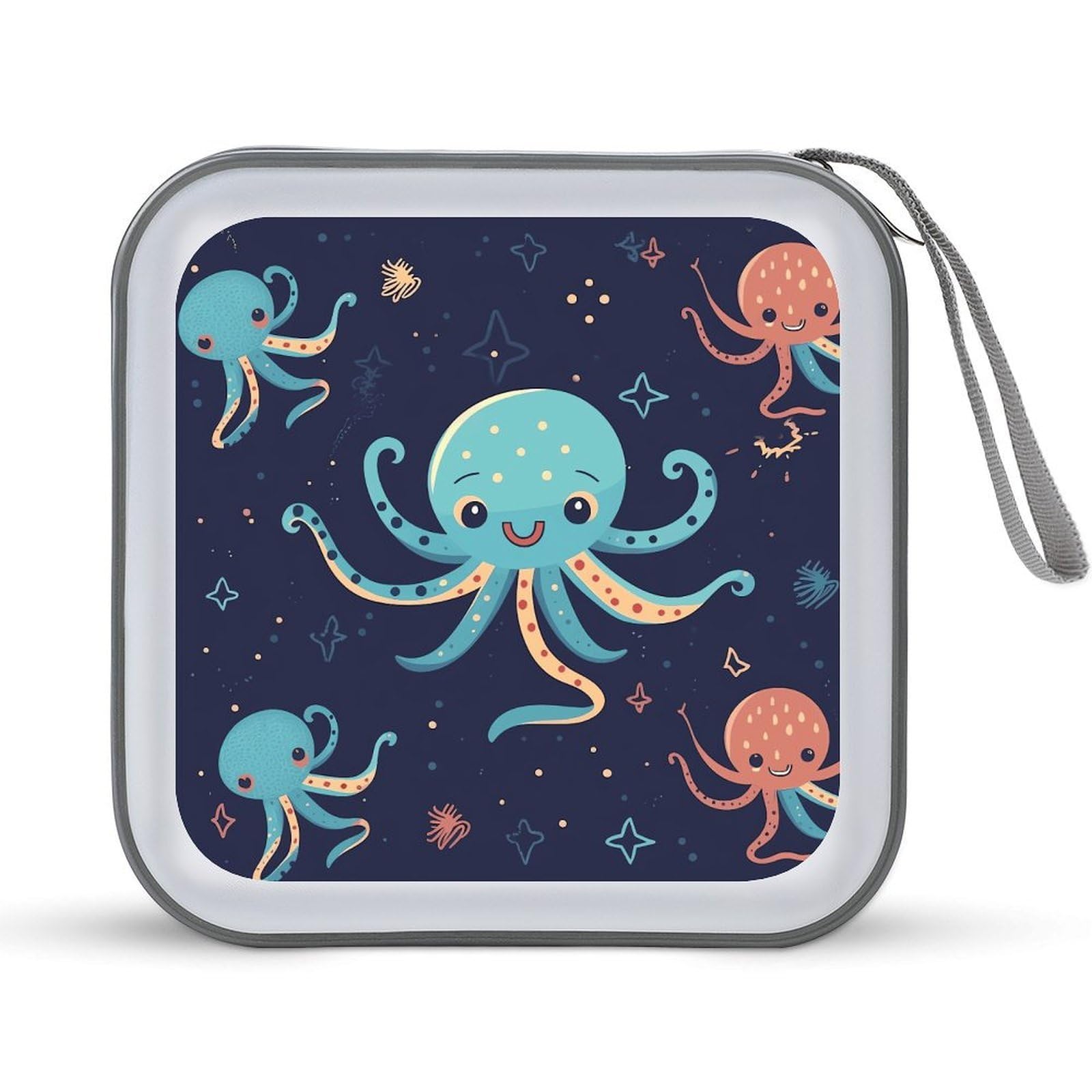 VstaDank - Cartoon Octopus CD Case, Portable Storage for Carrying Folders, Large Capacity Storage for DVD Discs, Holds 40