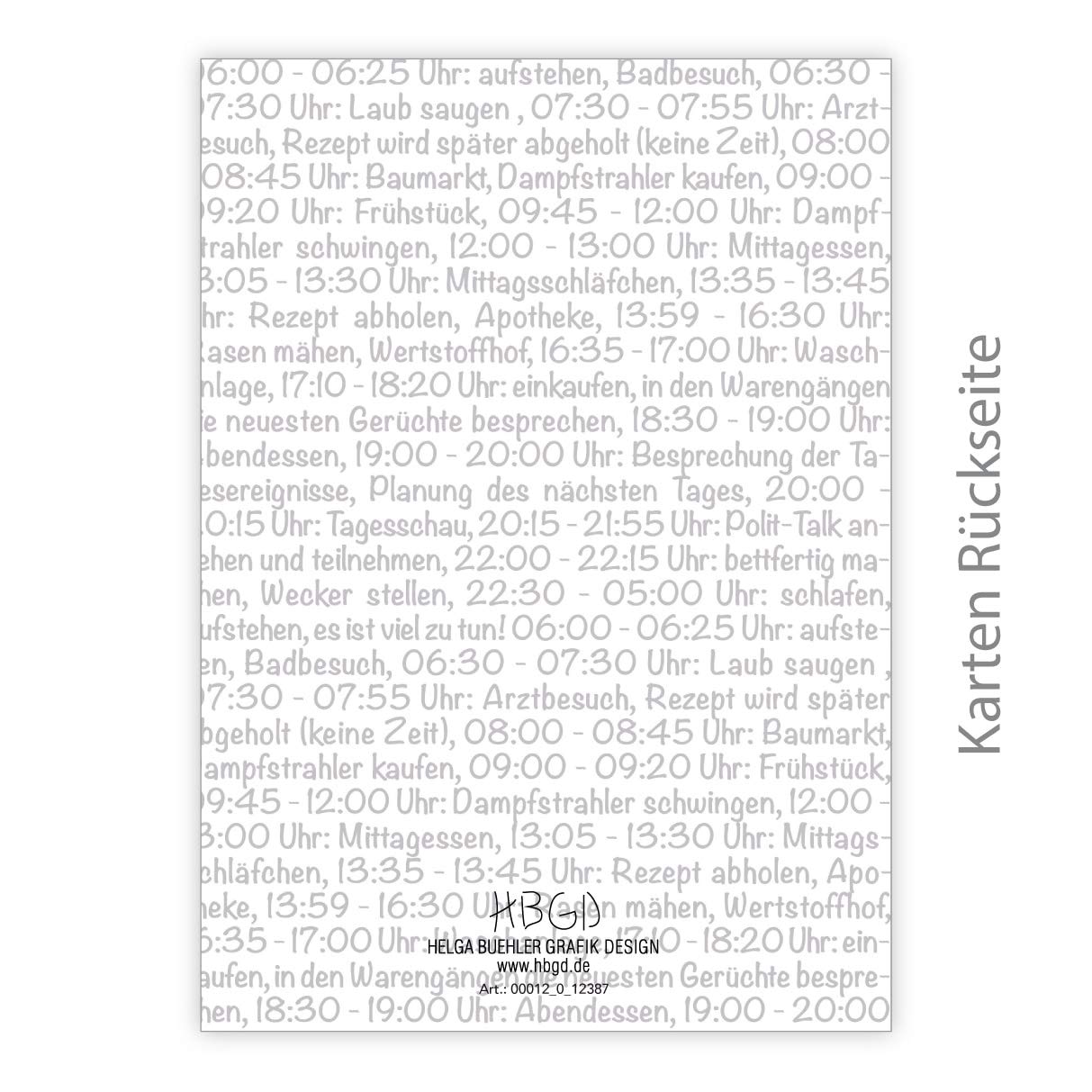 16er Set: Endlich Rente! Ruhestands Glückwunschkarte mit hektischem Tagesablauf • fröhliches Klappkarten Set zum Abschied mit Spruch für Kollegen, Freunden, Familie zur Pensionierung