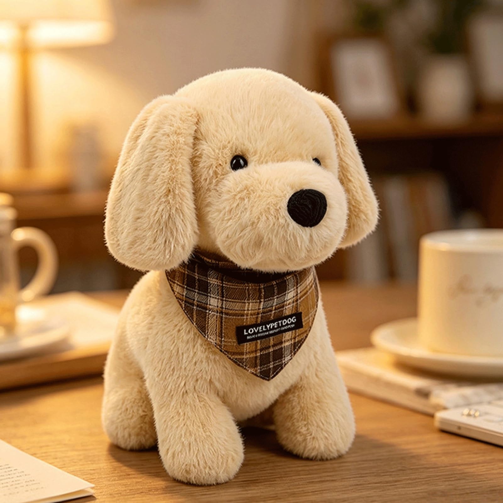 Juguete de Peluche Golden Retriever, Perro Labrador Esponjoso con Bufanda, decoración del hogar, compañero de Peluche, Regalo Ideal for niños(Brown,73cm/29in)