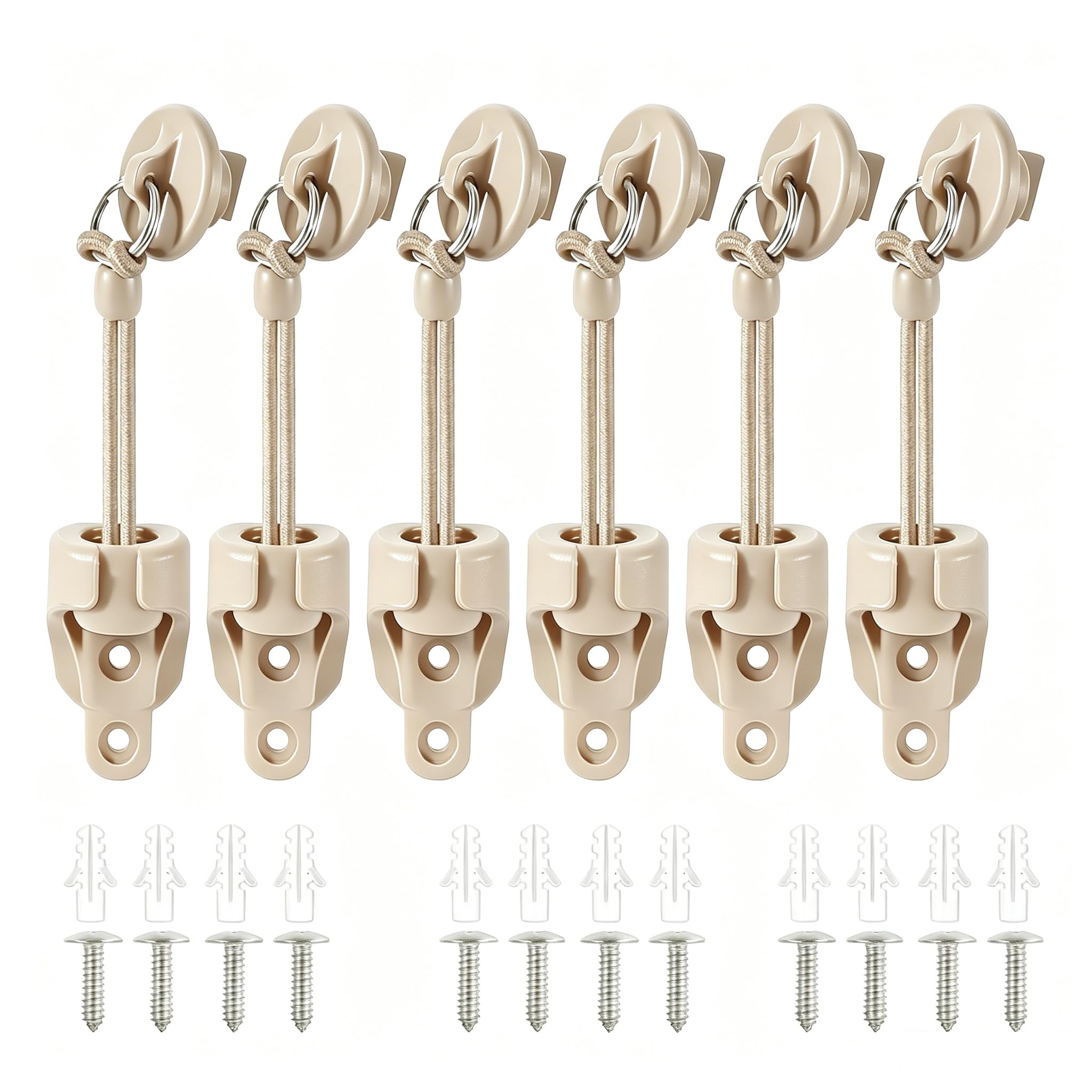Universal Roller Shade Hardware Sunshade Hardware Kit, End Cap Bungee Parts for Coolaroo Cordless Exterior Outdoor Sun Shade Replacement（3 Set，Beige）