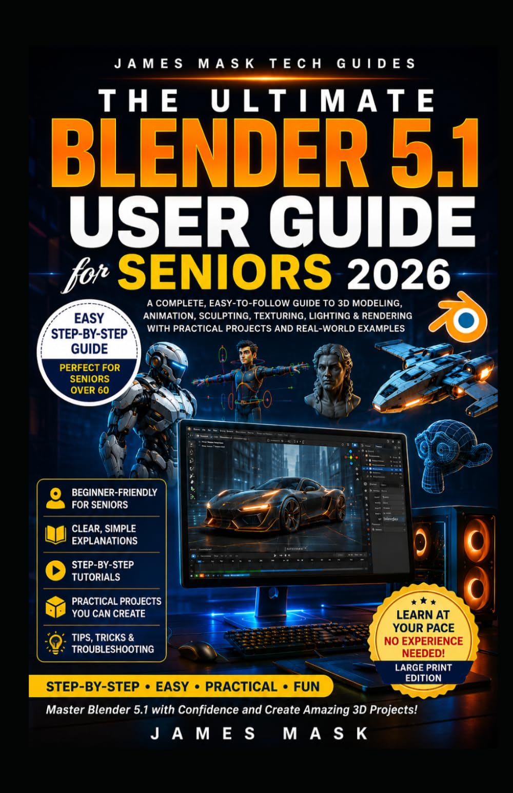 The Ultimate Blender 5.1 User Guide for Seniors 2026.: Complete Step-by-Step Handbook to 3D Modeling, Animation, Texturing, Lighting and Rendering with Practical Projects and Real-World Examples.