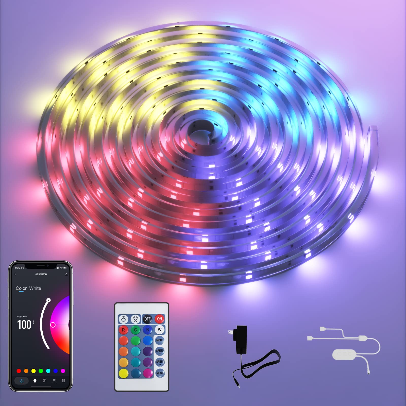 LUMIMAN LED Strip Lights 5M, IP65 Waterproof Music Sync LED Strip Lights, 150 Bright 5050 LEDs, APP Control Remote, RGB Colour Changing, Alexa&Google Assistant, for Bedroom,Living Room, TV, Kitchen