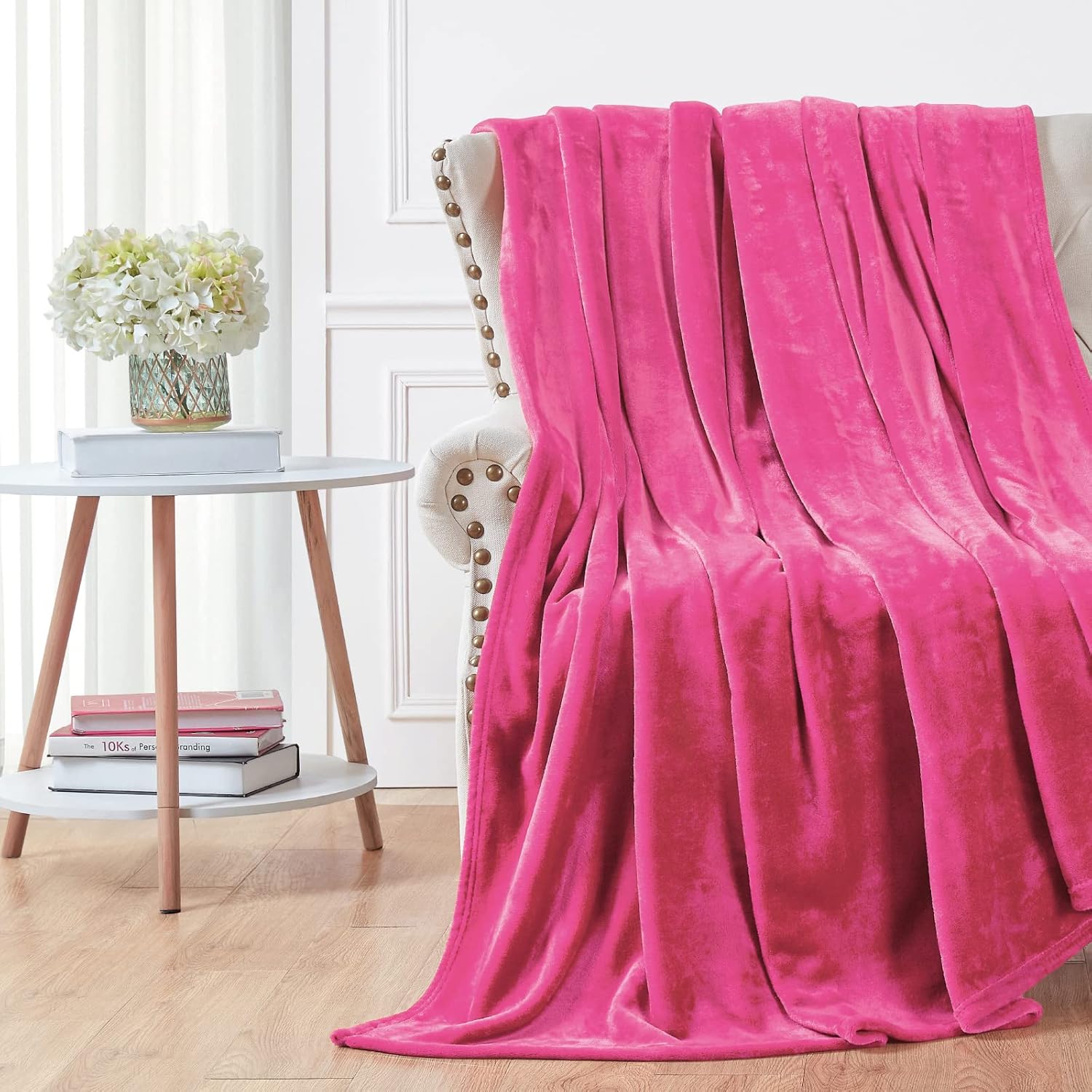 Walensee Fleece Blanket Plush Throw Fuzzy Lightweight (King Size 108x90 Hot Pink) Super Soft Microfiber Flannel Blankets for Couch, Bed, Sofa Ultra Luxurious Warm and Cozy for All Seasons - Image 8