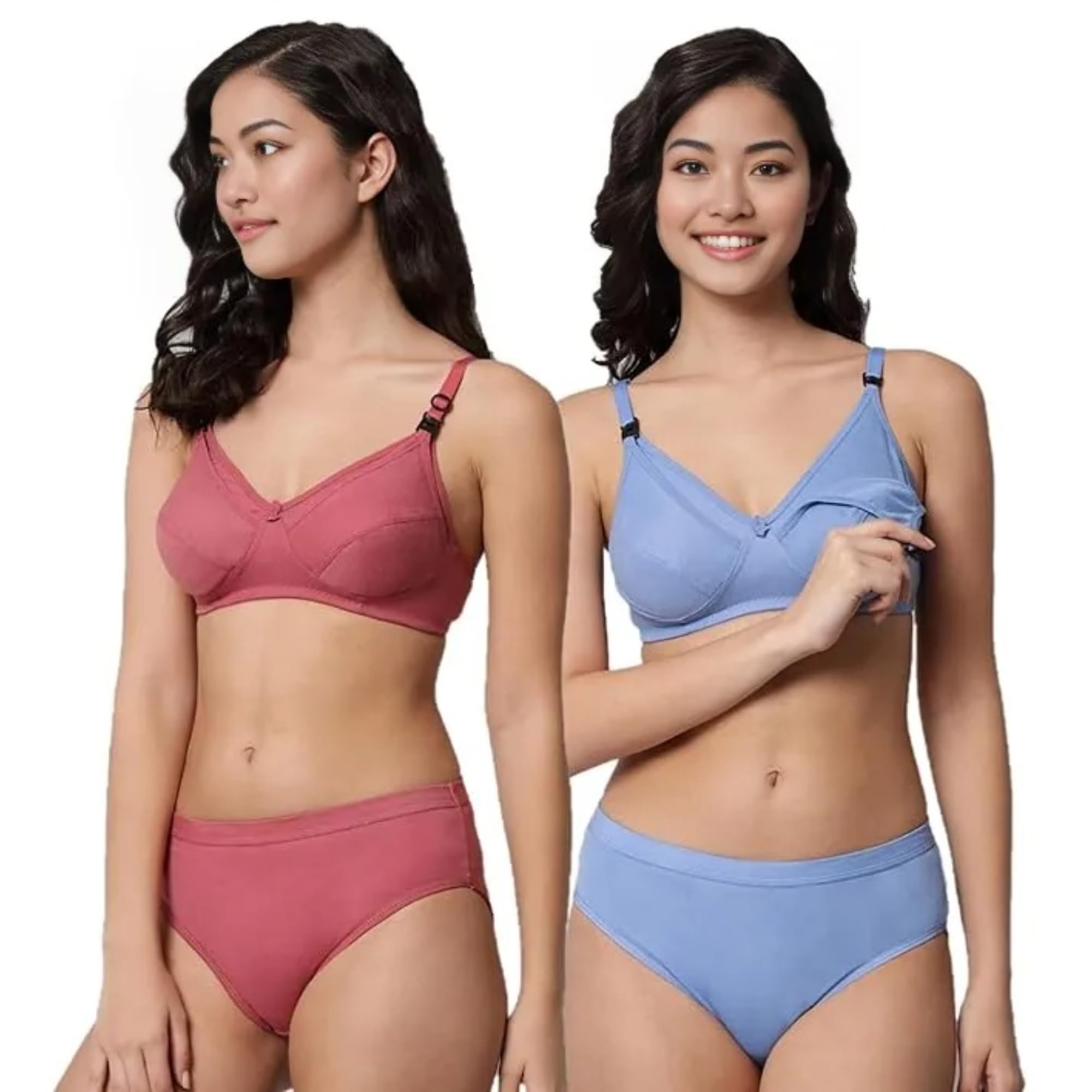 Lunavibe Maternity Feeding Bra Panty Set | Cotton Nursing Bra Pregnancy Set for Women | Soft Feeding Inner Set | Adjustable Strap Feeding Set | Comfortable Mother Feeding Set-picture-22
