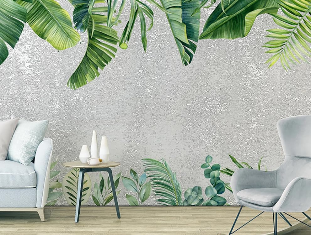 Papier peint intissé feuilles de bananier pour masquer un mur abîmé