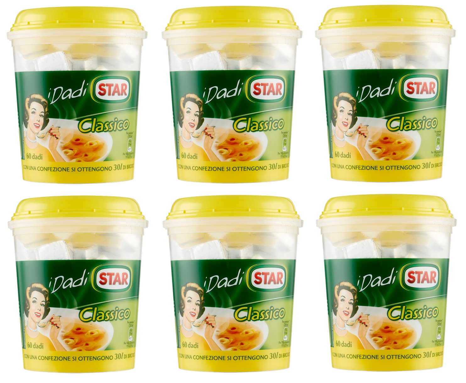 6 cubos de cerveza Star I Dadi Classico, paquete de 60 cubos, aproximadamente 30 litros de caldo, 600 g de preparación de alimentos para caldo