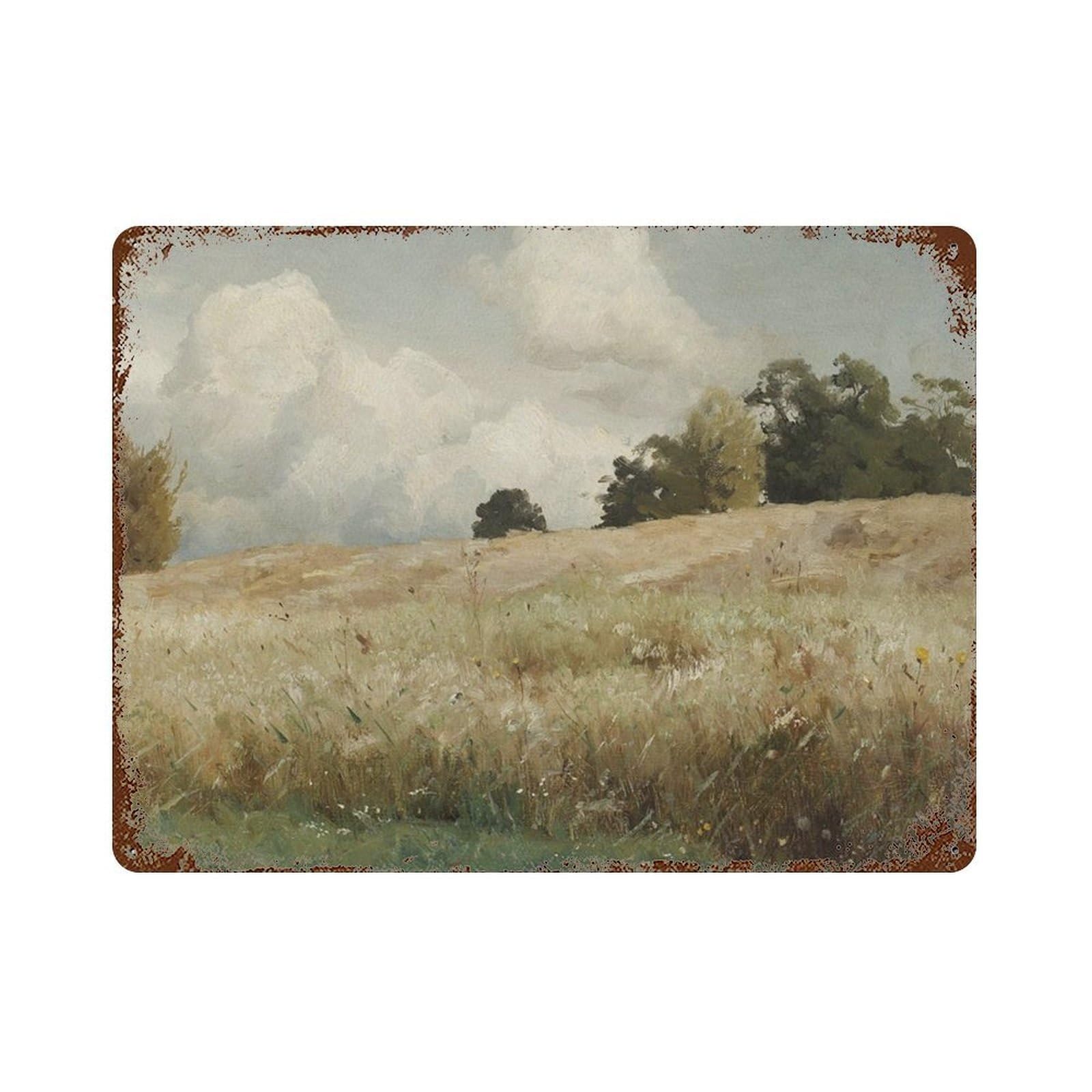 xiaoxiaoshen Wheat Fields Landscape Oil Painting, Vintage Country Wall Decor Art Metal Tin Poster Modern Home Decor Art Home Bar Shop Decorations Vintage Sign 30x40cm
