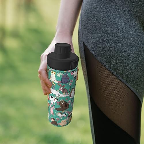 Miniatura 7 de Botella de agua térmica para gatos de acero inoxidable de 18 onzas, con aislamiento al vacío, de acero inoxidable, a prueba de fugas, para bebidas
