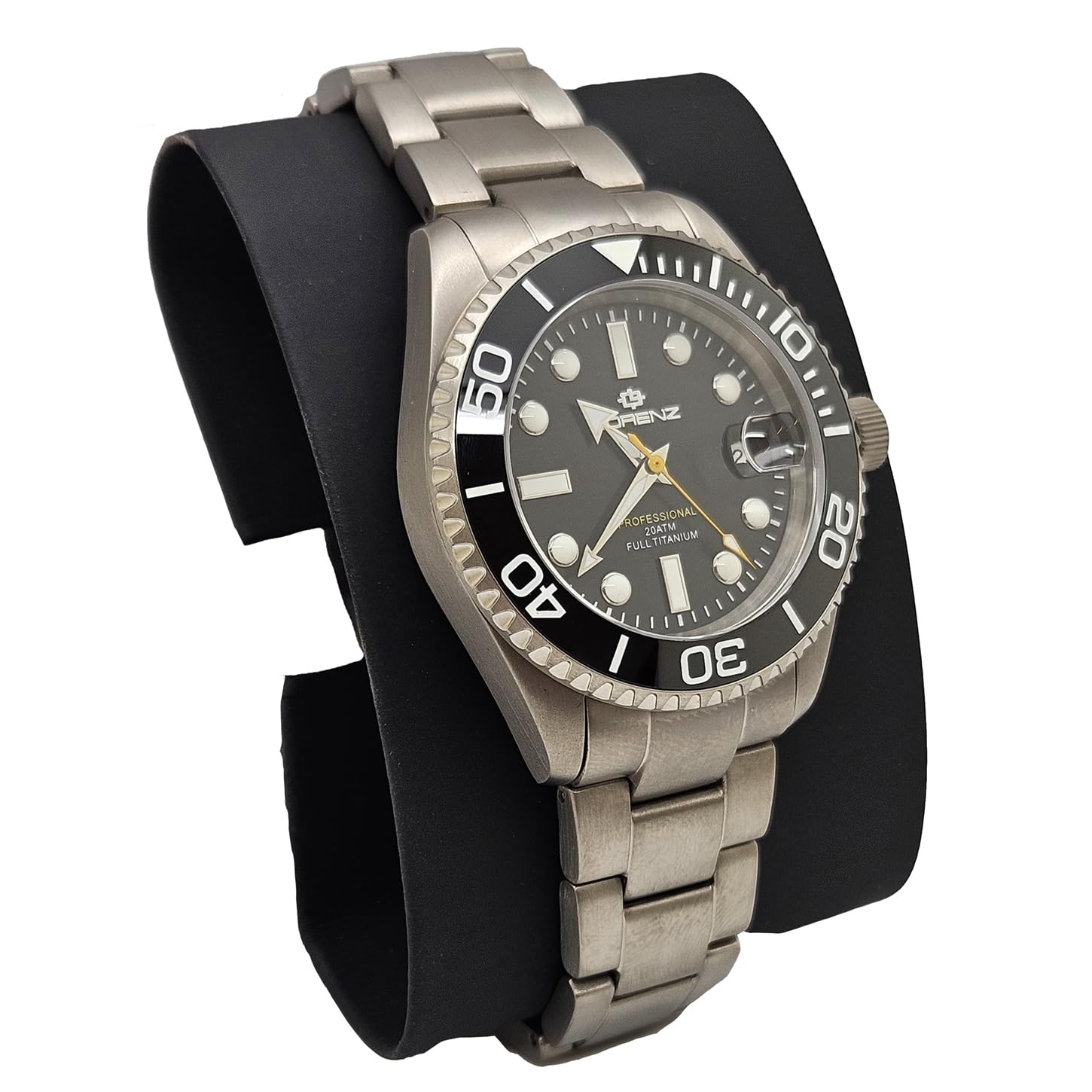 Lorenz Full Titanium Automatic LZ 030212AA Orologio da uomo subacqueo con movimento automatico con cassa e cinturino in titanio, Box set con cinturino in gomma in omaggio