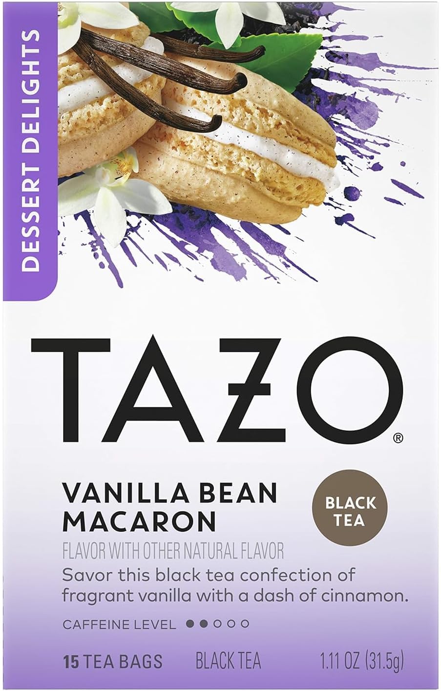 Tazo Dessert Delights Tea Vanilla Bean Macaron Sugar and Calorie Free 15 Count