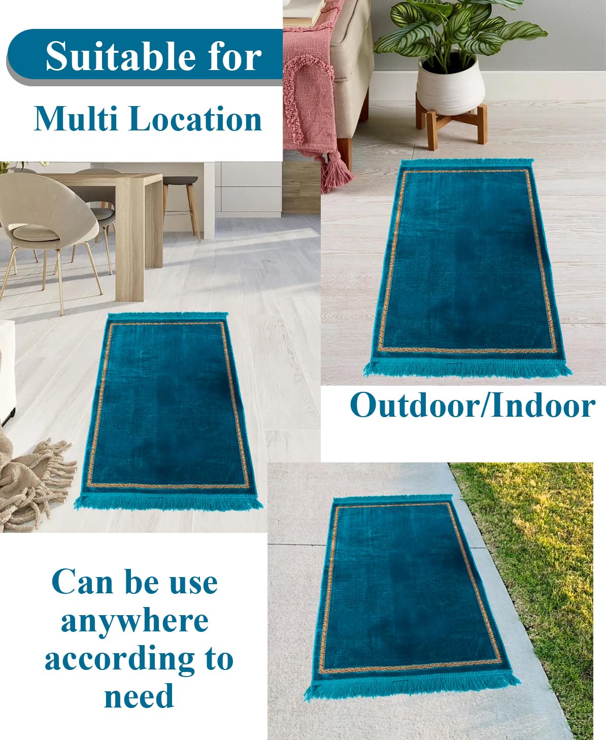Velvet Prayer Mat - Blue Janamaz for Namaz -6