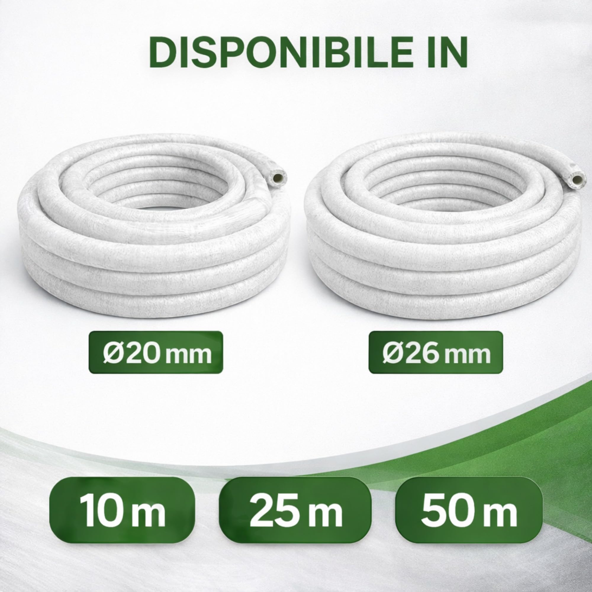 Tubo Multistrato Coibentato PEX AL PEX Ø20 Ø26 Isolamento 13 mm Bianco Anticondensa per Climatizzazione Pompa di Calore Riscaldamento Rotoli 10 25 50 Metri (Ø20, 25 METRI)