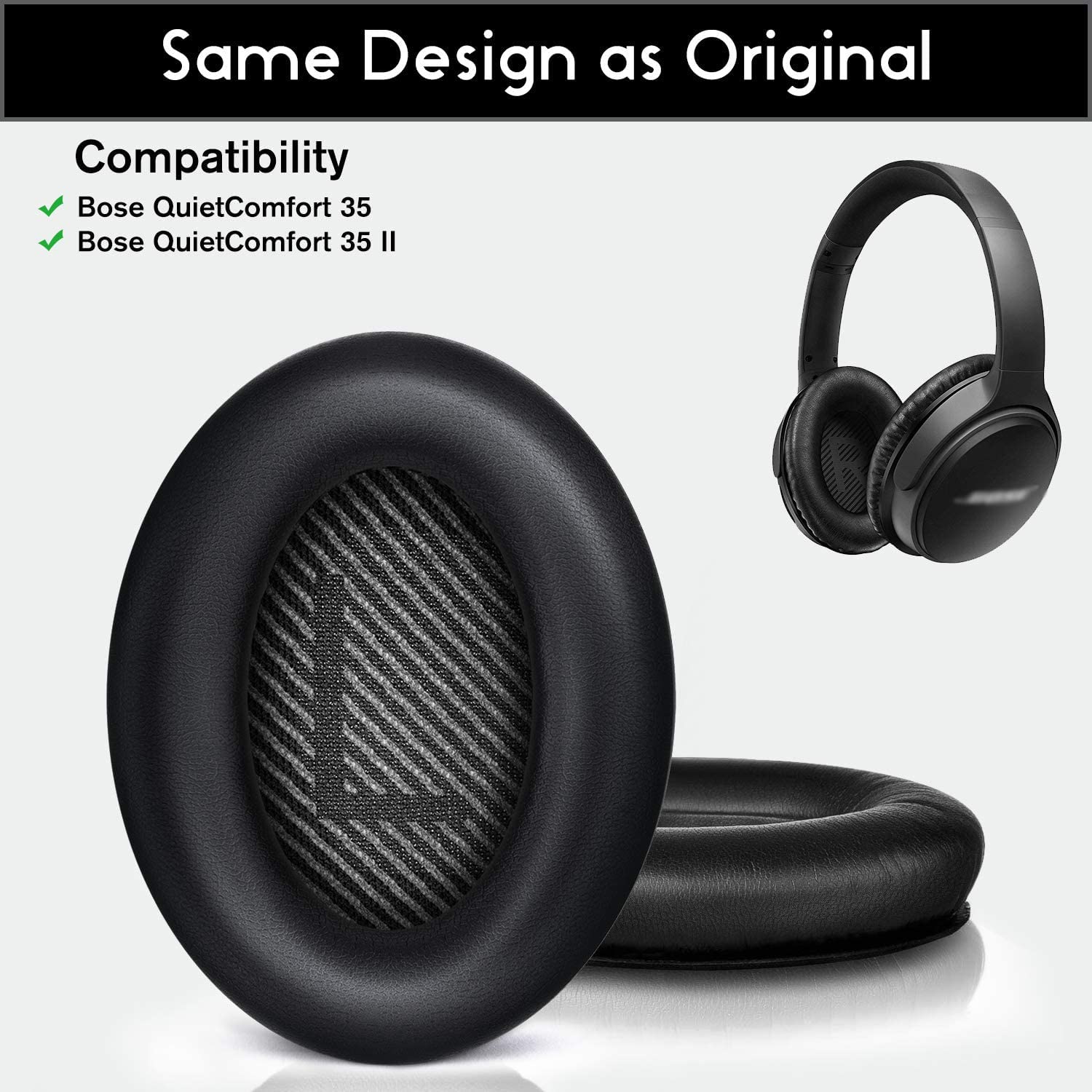 Cuscinetti Auricolari Bose Bingle Cuscinetti Auricolari Di Ricambio Imbottiture Per Bose Cuffia, Cuscinetti Cuffie Per Bose Comfort Calmo 15 QC15 QC25 QC35 Ae2 Ae2i Ae2w Cuffie Over-Ear(1 Paio Nero Oppo Cuffie - 4