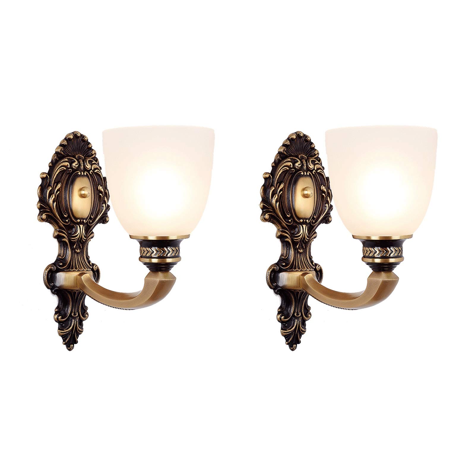 YNIYUJKL Wall Lamp, Wall Lamp V-Intage Wall Sconce Lighting Fixture Lamps Light Luxury Bedroom Bedside Copper Wall Lamp Living Room Staircase Wall Light E27 Holder Wall Moun,2PACK