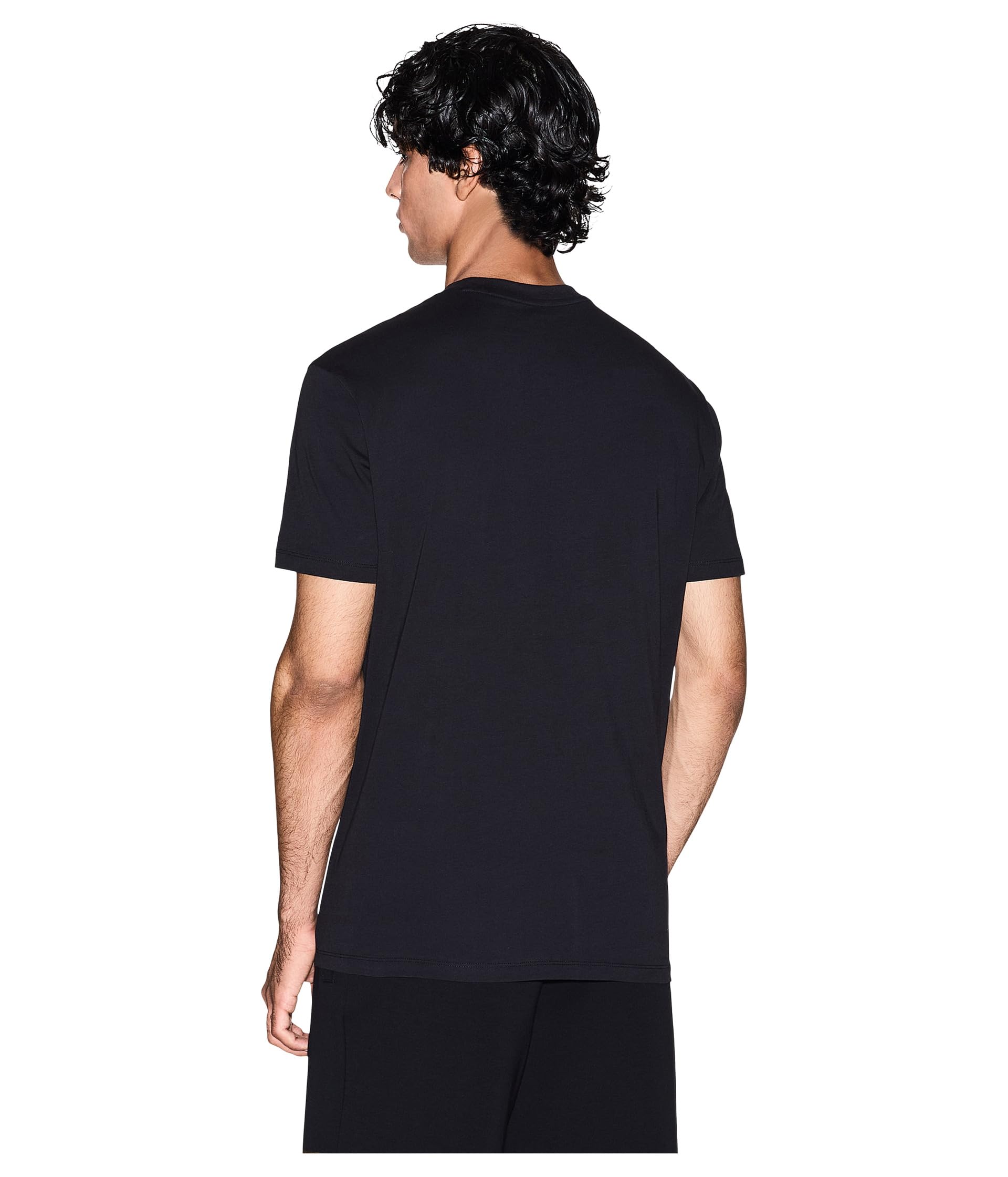 Armani Exchange Camiseta Negra para Hombre con Logo Estampado, Manga Corta, Cuello Redondo (FR/ES, Letras, L, Regular, Regular, Negro)