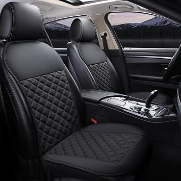 2 Pack Black Universal Front Car Seat Covers for Isuzu D-max, Abrasion Resistant PU Leather