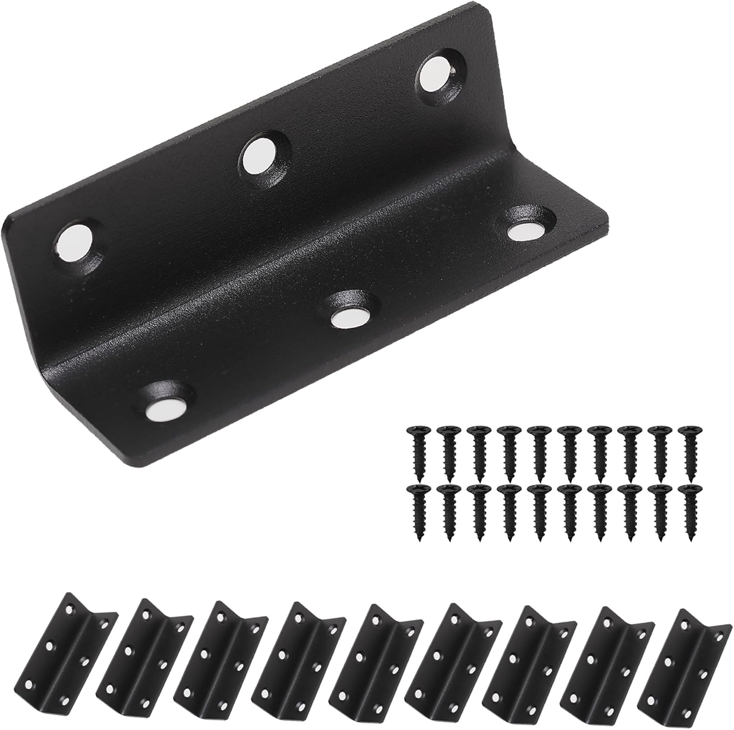 L Bracket, Heavy Duty Corner Brace, 10 Pack 3.2″ Metal Shelf Bracket Angle Bracket for Shelves, Black Metal Braces for Wood, 80mm Overall Length