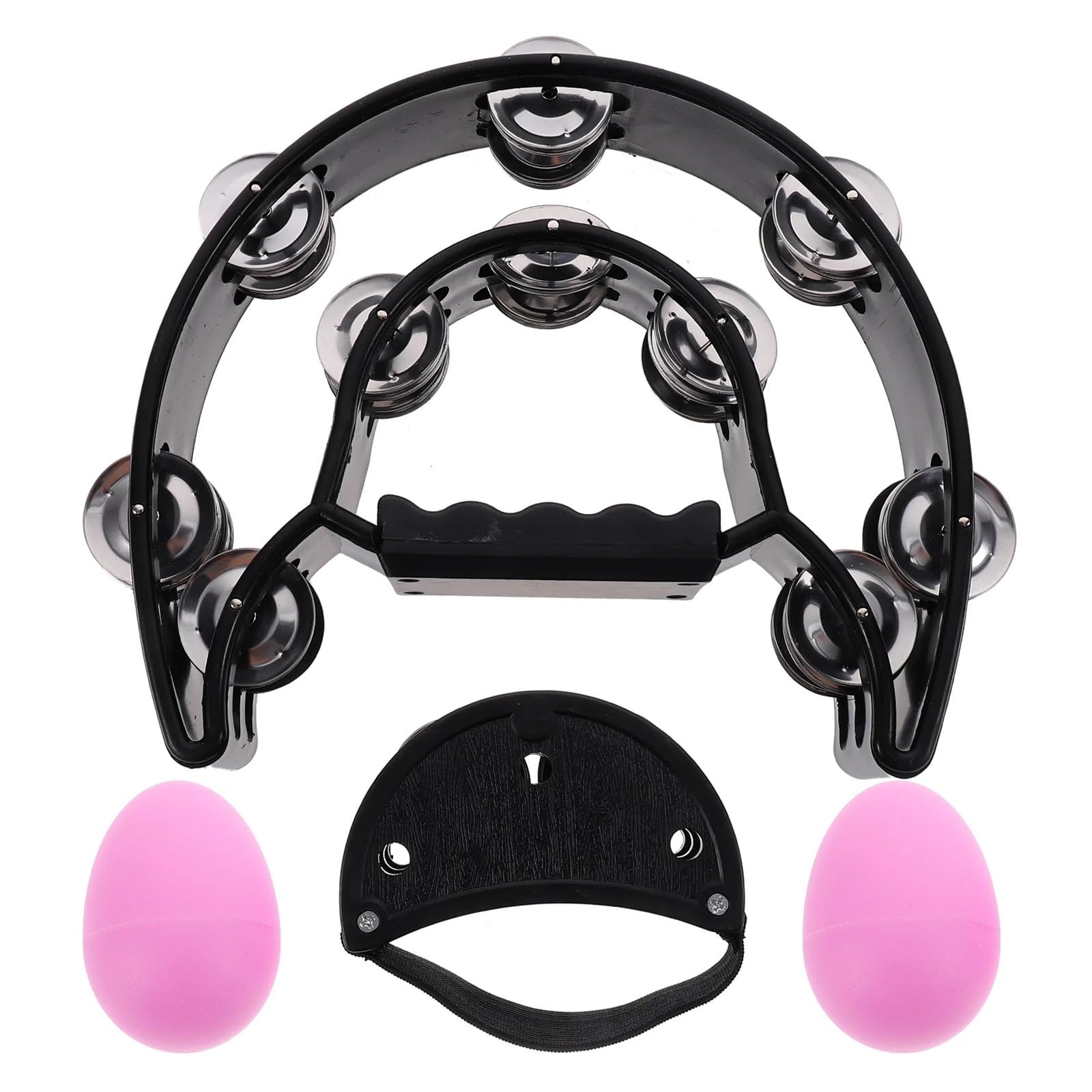 Pandereta De Pie Juego de instrumentos musicales 6 uds for pandereta pie mano, diseño doble fila, agitador agarre cómodo for ritmo Para pedal de bombo