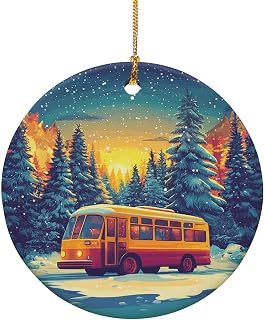 Airport Shuttle Style 3 - Ceramic Ornament Vintage Holiday Decoration Rustic Farmhouse Christmas Retro Hanging Gift