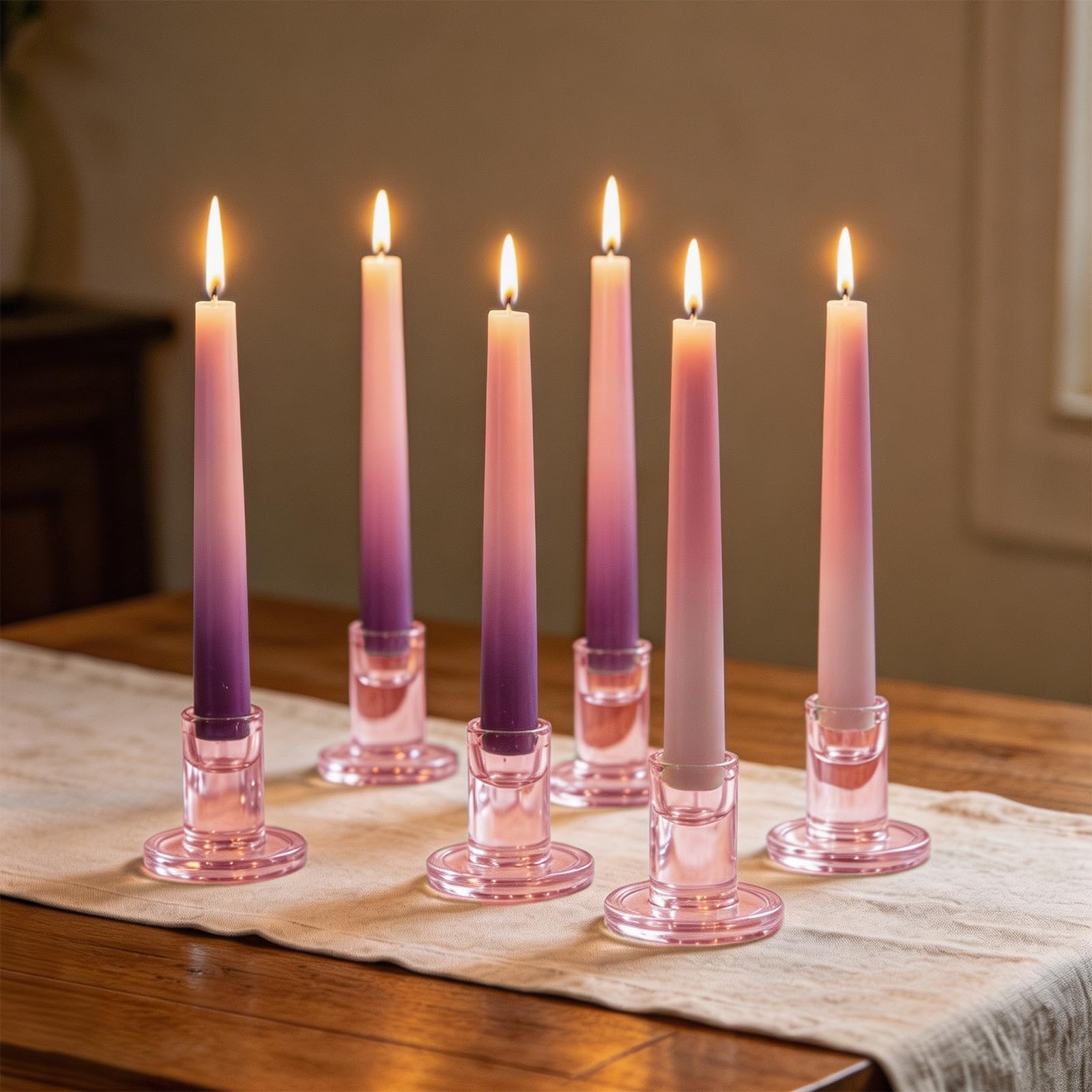 Glass Candle Holders for Candlesticks: 6 Pcs Rosa Taper Candle Holder Candle Stick Holder for The Living Room Candlestick Holder for Christmas Decoration Wedding Dinner Table Centrepieces