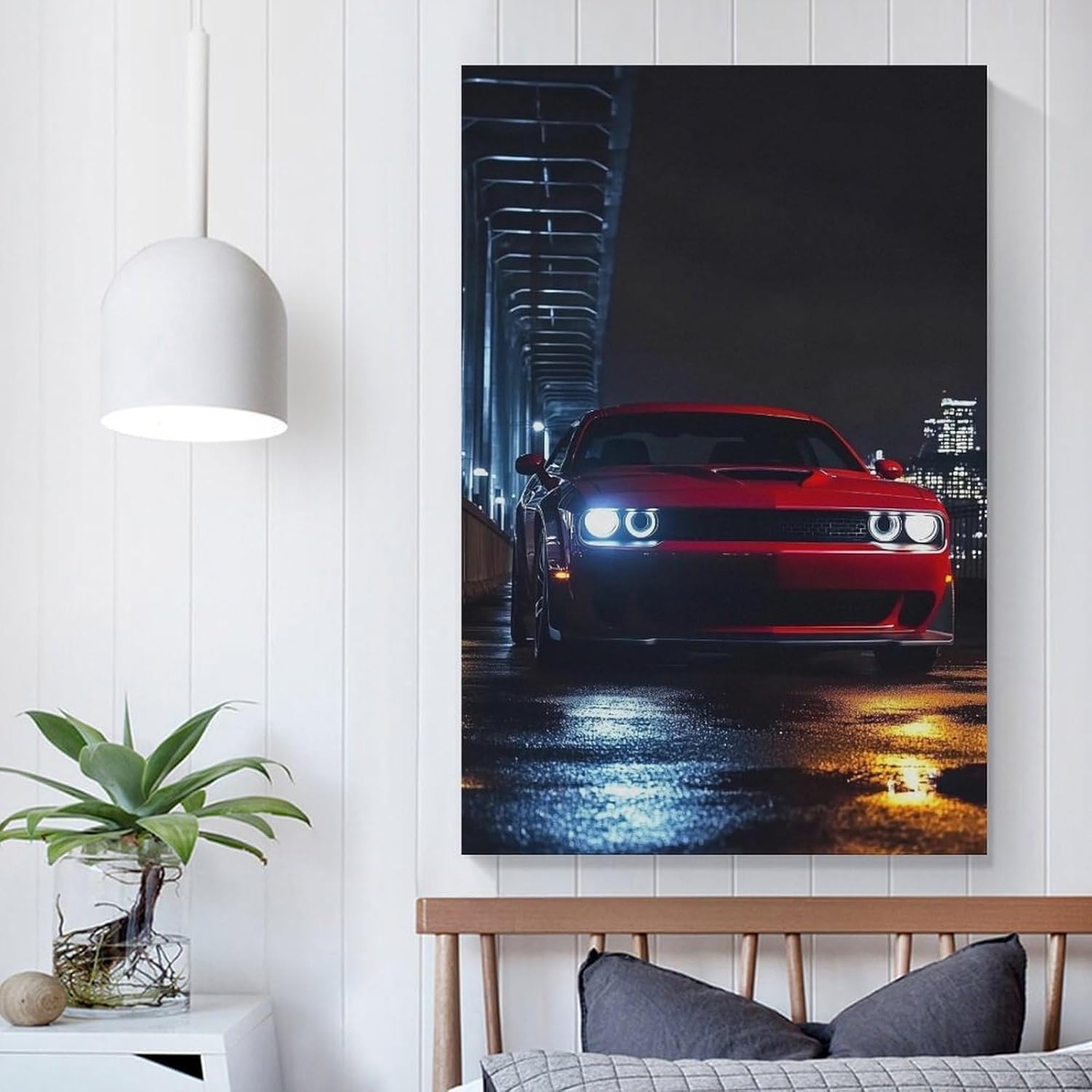 Night City Red JDM American Muscle Car Modified Poster Print Canvas Wall Art Pictures Decor for Bedroom Bathroom Living Room Office Home Wall Decor 12x18inch(30x45cm) - Image 5