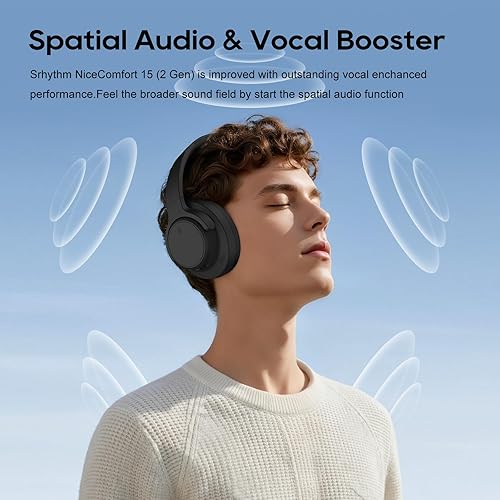 Miniatura 3 de Srhythm NiceComfort 15 (2. generación) Auriculares inalámbricos híbridos con cancelación de ruido, Bluetooth 6.0, con baja latencia, audio espacial,