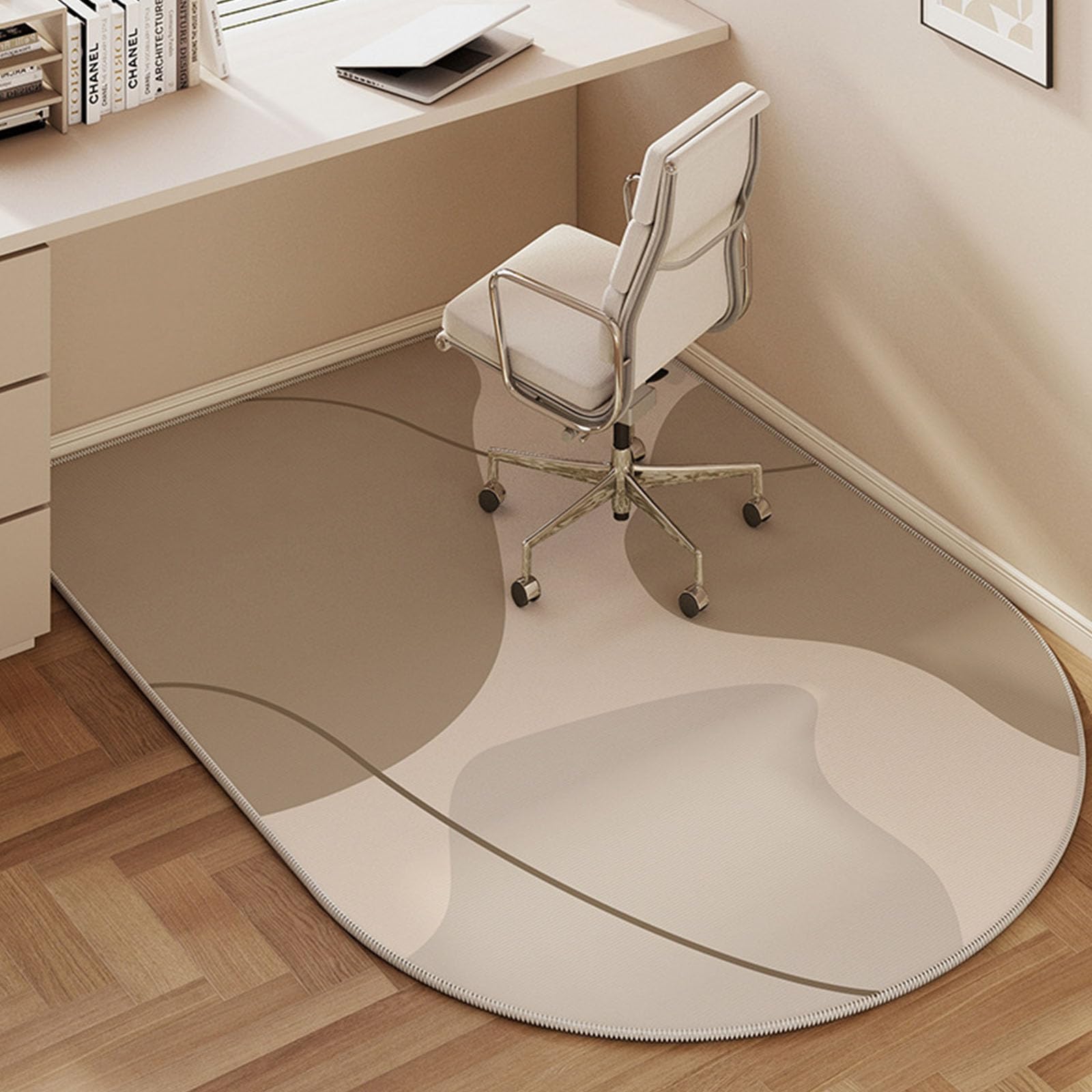 Alfombra protectora para silla de juegos de 60x120cm en color crema ideal para el escritorio