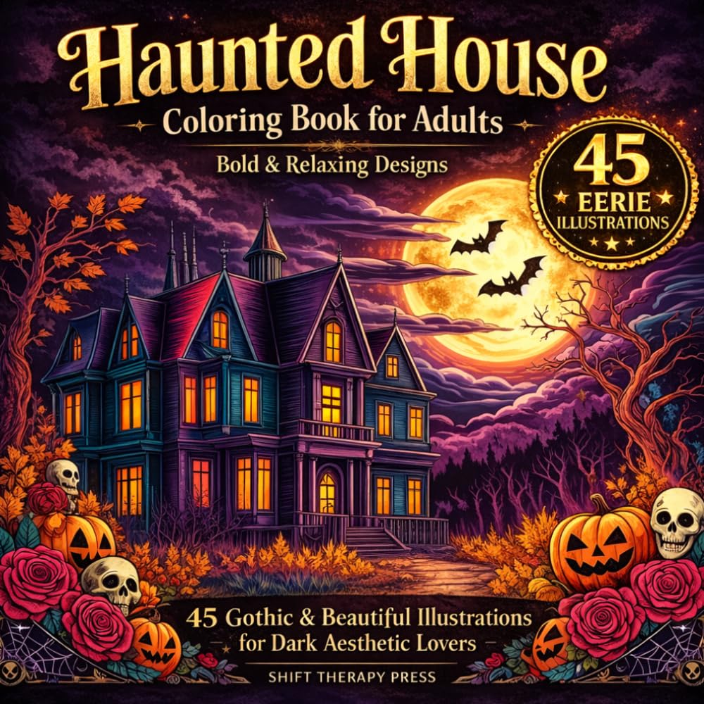 Haunted House Coloring Book for Adults: Gothic Mansions, Spooky Forests & Halloween Night Scenes — 45 Eerie & Beautiful Illustrations for Dark Aesthetic Lovers