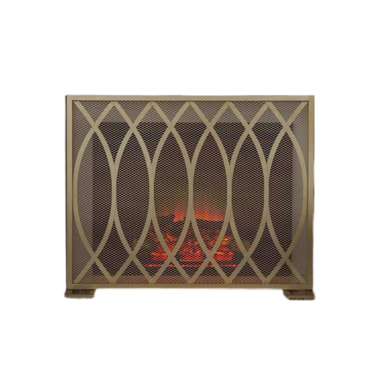 Pare-feu de cheminée Style européen Couleur Or, Accessoires décoratifs pour poêle Domestique avec Grille