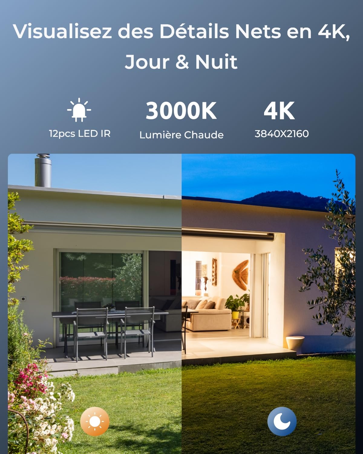 Reolink 4K Wi-FI, 4 caméras WiFi extérieures, Détection Intelligente