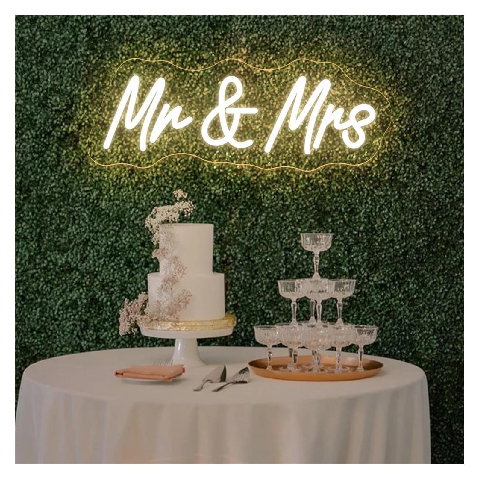 SHOUXI Sign Lamp Mr & Mrs Neon Sign Light Dimmable USB Powered for Wedding Party Bedroom Room Engagement Holiday Decoration 40cmx16cm(B)
