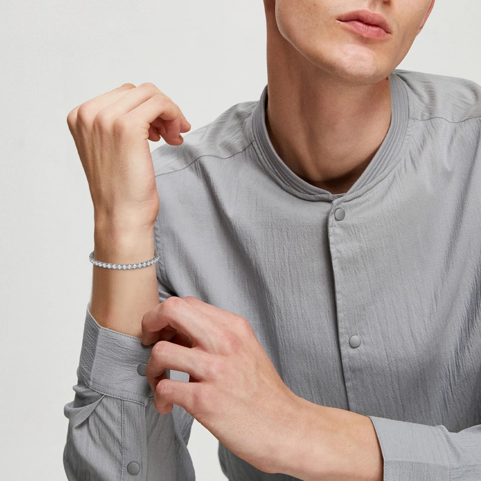 J.Fée 4MM Bracciale Tennis Argento, Tennis Bracciale Donna e Uomo con 5A Sparkle Zircone Regalo Donna Regalo Uomo