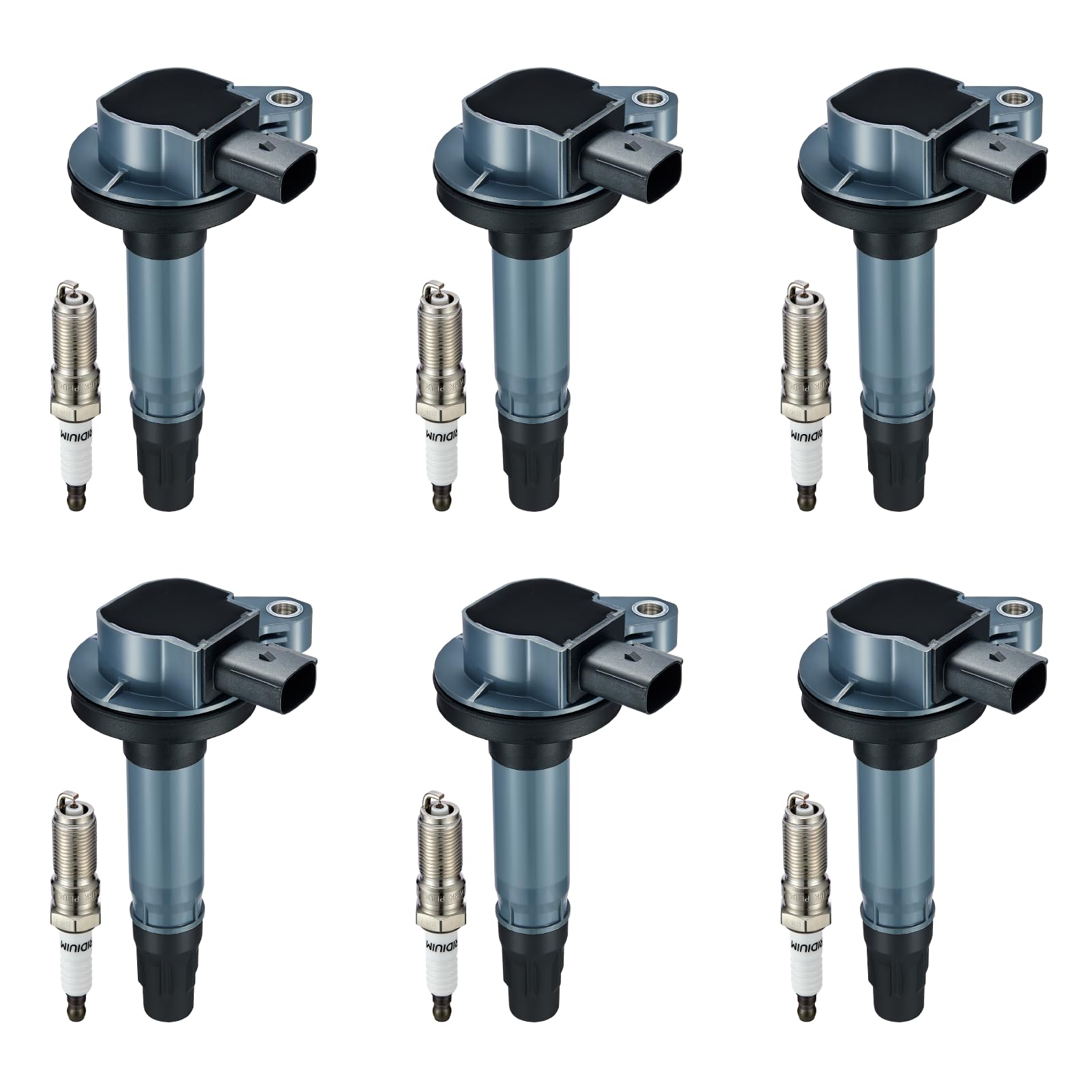 bdfhyk ignition coil pack uf553 and iridium spark plugs sp589 compatible with lincoln mks mkt mkx mkz 3.5l v6 3.7l v6, sets of 6