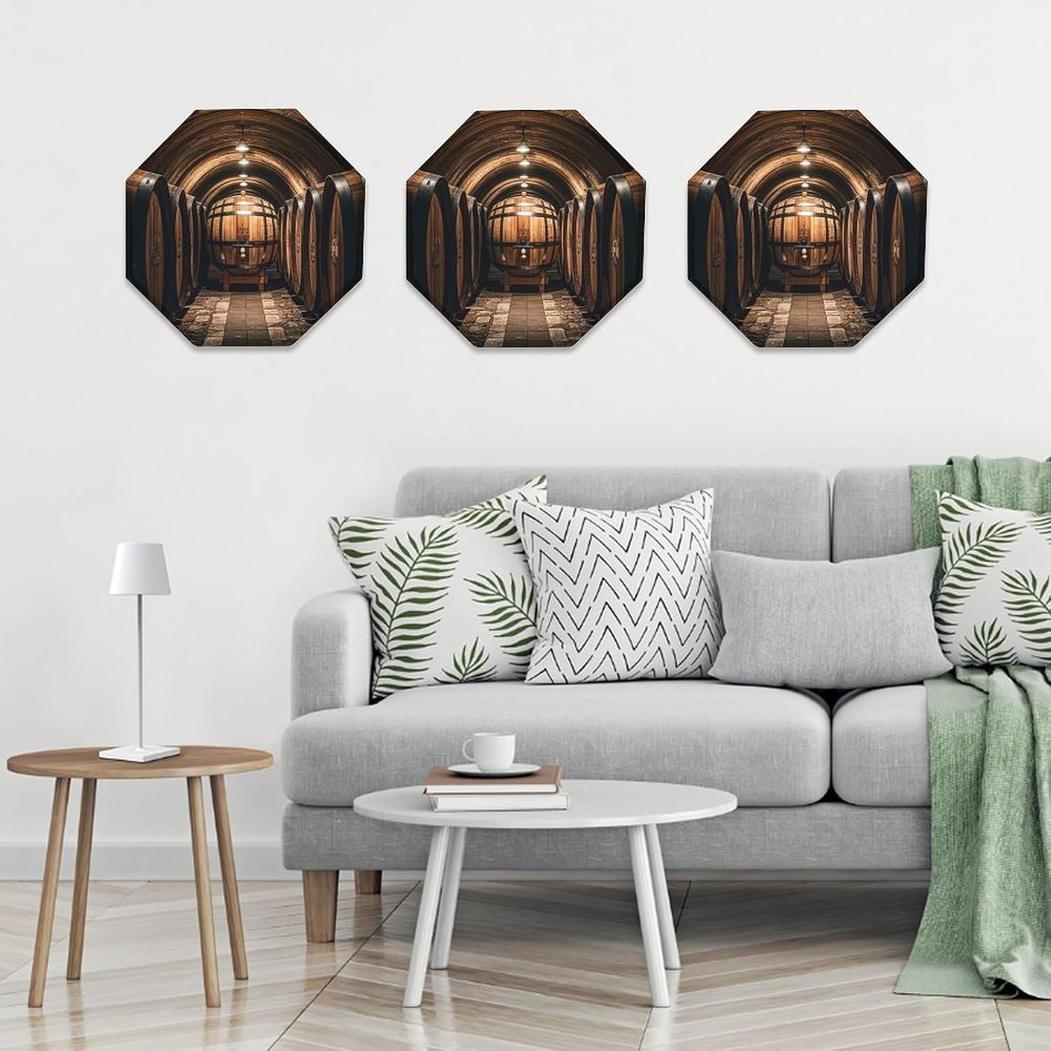 Ctagon Metal Sign for Home, Modern Display Plate for Kitchen, Oak Barrels for Storing Wine Plates Accent Hanging Wall Decorations 3PCS for Living Room, Bedroom, Hallway, Hotel