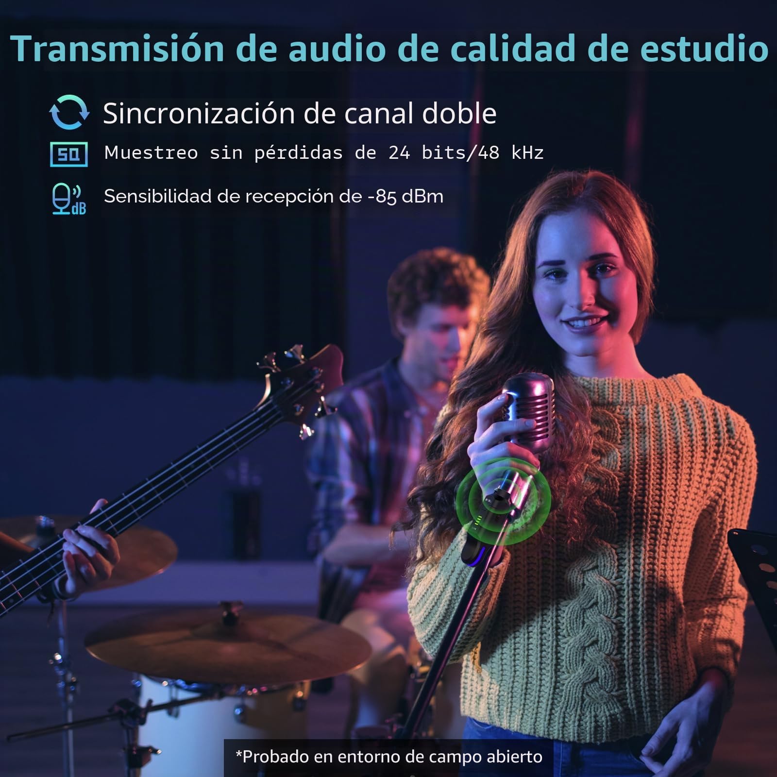 JOYO Sistema de micrófono inalámbrico 2.4 GHz, transmisor XLR 4 canales y receptor dinámico/condensador alimentado Phantom para PA, sonido en vivo