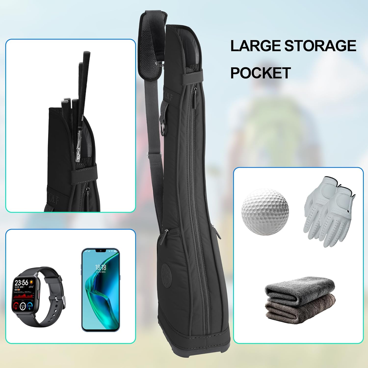 Lightweight Golf Club Bag, Golf Travel Bag for 7-8 Golf Clubs, Waterproof Small Golf Bag Practice Bag for Men/Women, with Adjustable Shoulder Strap