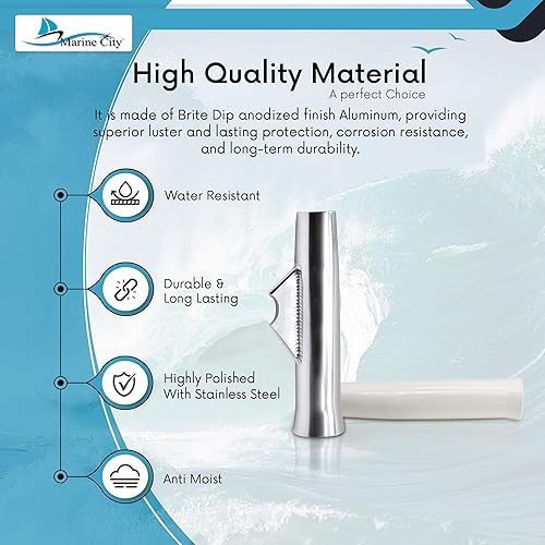 Miniatura 3 de MARINE CITY Soporte ajustable para caña de pescar ajustable con acabado anodizado blanco con acabado anodizado blanco soldado (longitud 10 pulgadas