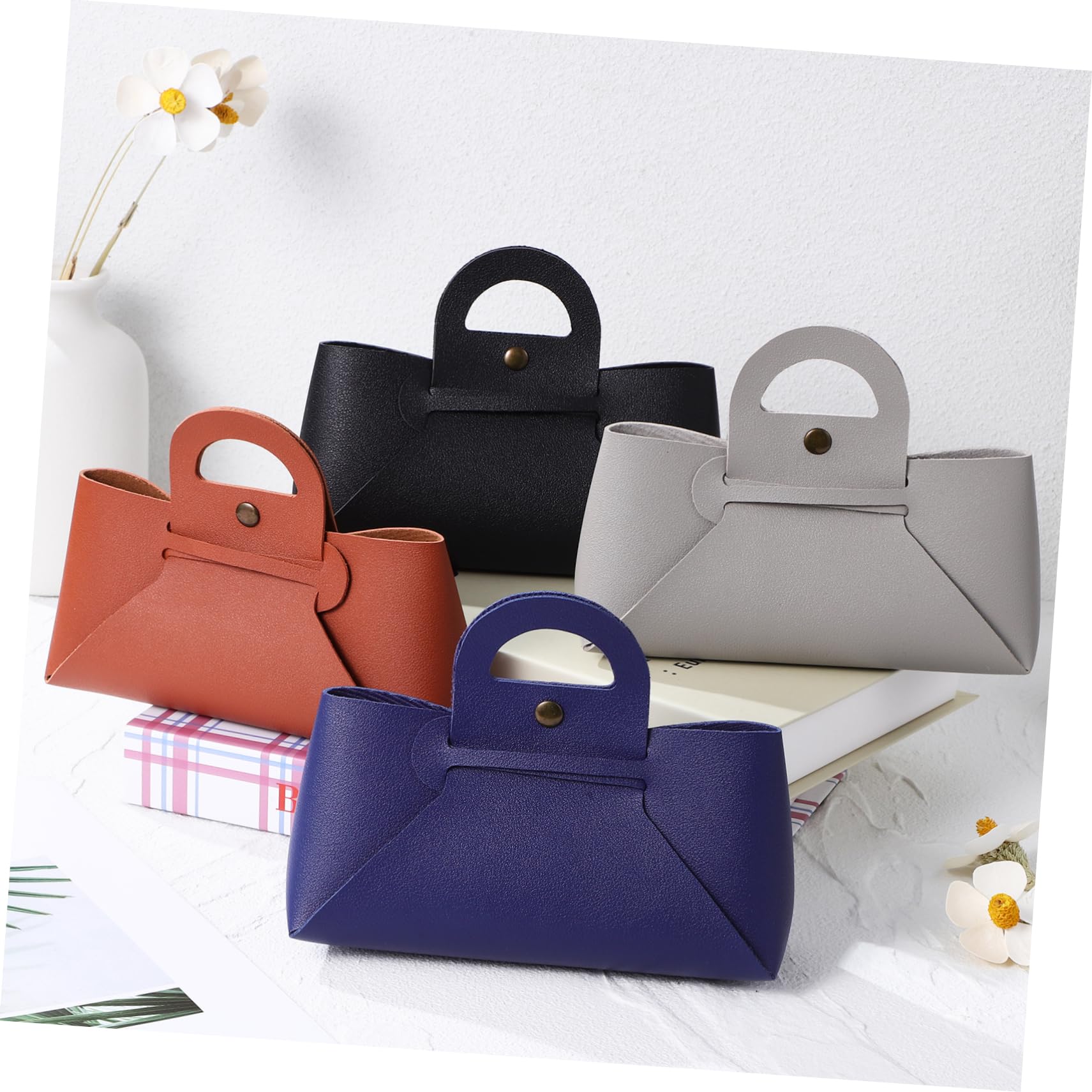 FRCOLOR 4 Custodie per Occhiali da Sole Multi-funzionali Set in Pelle Pu con Manico Resistenti All'acqua, per Vacanze Estive e Attività All'aperto